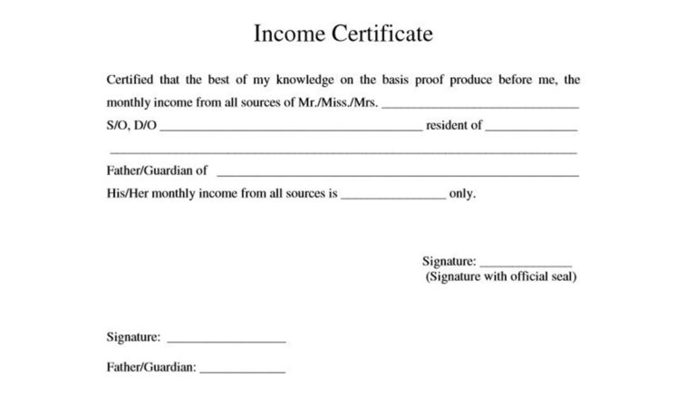 income certificate